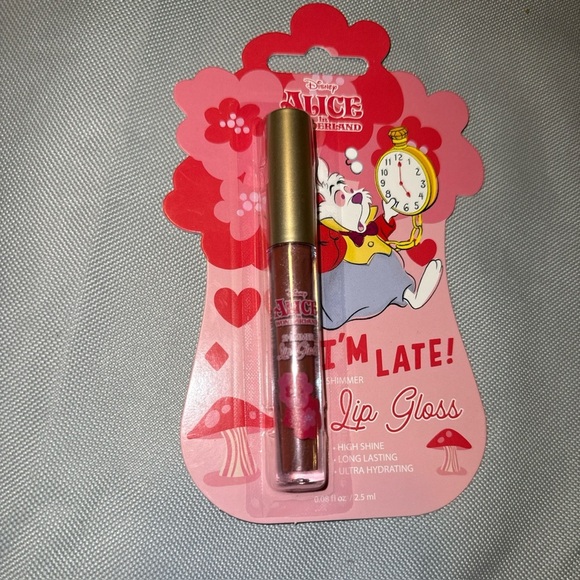 Alice In Wonderland Disney I’m Late shimmer Pink Lip Gloss New In Box - Picture 1 of 3